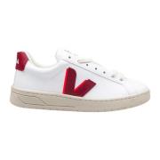 Witte en rode leren sneakers Veja , White , Dames