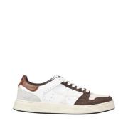 Bi-Color Wit Bruin Leren Sneakers Premiata , White , Heren