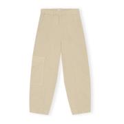 Leather Trousers Ganni , Beige , Dames