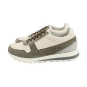 Witte Groene Heren Sneakers Brunello Cucinelli , Multicolor , Heren