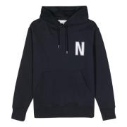 Arne N Logo Print Hoodie Norse Projects , Blue , Heren