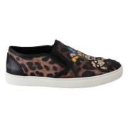 Elegante Loafers met Luipaardprint Dolce & Gabbana , Brown , Dames