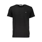 Zwart Katoenen T-shirt met Logo Calvin Klein , Black , Heren