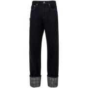 Blauwe Denim Jeans met Logodetail JW Anderson , Blue , Heren