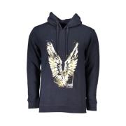 Blauwe Katoenen Hoodie voor Mannen Cavalli Class , Blue , Heren