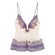 Paarse Ramie Peplum Top Zimmermann , Purple , Dames