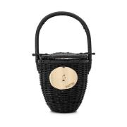 Zwarte Geweven Rieten Tas Patou , Black , Dames