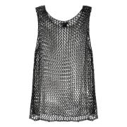 Grijze Netpatroon Mouwloze Top Avant Toi , Gray , Dames