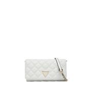 Witte Schoudertas met Gouden Details Guess , White , Dames