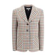 Geruite Patroon Wollen Blazer Jas Chloé , Multicolor , Dames