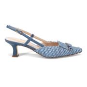 Blauwe Leren Slingback Hakken Tosca Blu , Blue , Dames