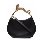 Zwarte leren katten schoudertas Lanvin , Black , Dames