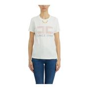 Katoenen Logo T-shirt Elisabetta Franchi , White , Dames