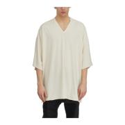 Natuurlijke V-hals T-shirt Rick Owens , White , Heren