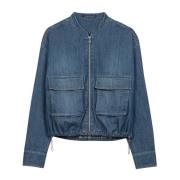 Denim Blouson Jack met Enzyme-Wash Luisa Cerano , Blue , Dames