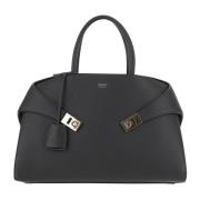 Handtas van kalfsleer met Gancini Gesp Salvatore Ferragamo , Black , D...