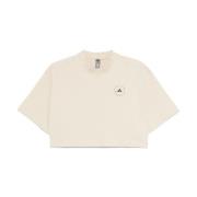 Beige Logo Print Crew Neck T-shirt Adidas by Stella McCartney , Beige ...