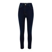 Hoge taille skinny enkel jeans, vijf zakken Elisabetta Franchi , Blue ...