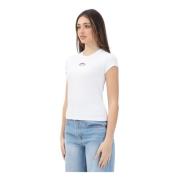 Wit korte mouwen jersey T-shirt Diesel , White , Dames