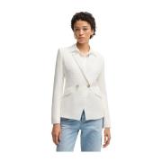 Tweed Katoenen Blazer Klassieke Pasvorm Hugo Boss , White , Dames