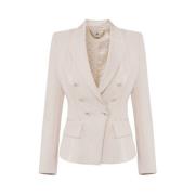 Crepe jasje met satijndetails Elisabetta Franchi , Beige , Dames