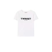 Geborduurd logo lettering T-shirt in wit Twinset , White , Dames