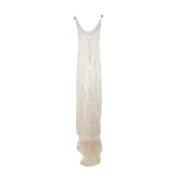 Elegante Jurk met Polyester en Viscose Magda Butrym , Beige , Dames