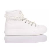 Parel-Verfraaide Witte Platform Sneakers Mimanera , White , Dames