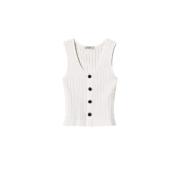 Witte Gebreide Knoop Top Aansluitend Model Twinset , White , Dames