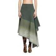 Asymmetrische Midi Rok van Viscose Satijn Diesel , Green , Dames