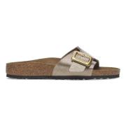 Sandaal met Satijnen Afwerking en Metalen Gesp Birkenstock , Gray , Da...