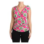 Siciliaanse Taartprint Zijden Top Dolce & Gabbana , Pink , Dames