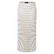 Maxi Plooirok met Polka Dot Print Marc Cain , White , Dames