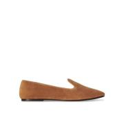 Leren Loafers Instapper Handgestikt Vrouwen The Row , Brown , Dames