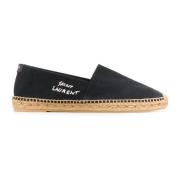 Canvas Logo Espadrilles Instap Schoenen Saint Laurent , Black , Heren