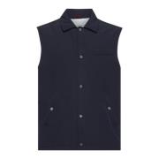 Blauw Mouwloos Nylon Gewatteerd Vest Brunello Cucinelli , Blue , Heren