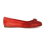 Leren ballerinaflats met kristalversiering Salvatore Ferragamo , Red ,...