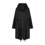 Katoenen parka met capuchon en logodetail Jil Sander , Black , Dames