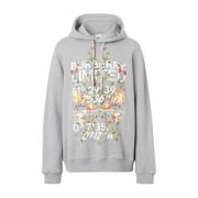 Bloemenprint Katoenen Trui Burberry , Gray , Heren