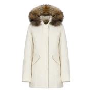 Ivoor Tech Stof Parka met Afneembare Bont Capuchon Woolrich , White , ...