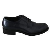 Elegante Blauwe Leren Derby Schoenen Dolce & Gabbana , Blue , Heren