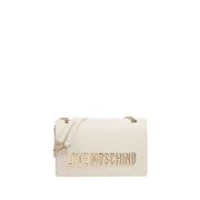 Ivoor Schoudertas met Gouden Details Moschino , Beige , Dames