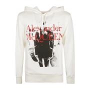 Logo Hoodie Sweatshirt met Grafische Print Alexander McQueen , White ,...