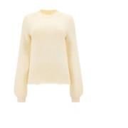 Kasjmierwol Pullover Geribbelde Ronde Hals Chloé , Beige , Dames