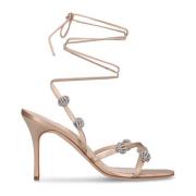 Sandalen met kristalversiering en enkelband Manolo Blahnik , Beige , D...