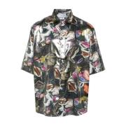 Grafisch-print lamé shirt Acne Studios , Multicolor , Heren