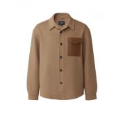 Emmanuel Double-face wollen overshirt met leren patchzak Mackage , Bro...