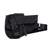 Jacquard Messenger Tas met Magnetische Klep Dior , Black , Heren