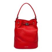 Rode leren bucket tas Draaibare sluiting Zanellato , Red , Dames