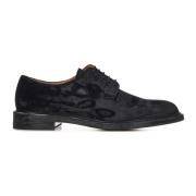 Zwarte Velvet Oxford Veterschoenen Ss23 Maison Margiela , Black , Here...